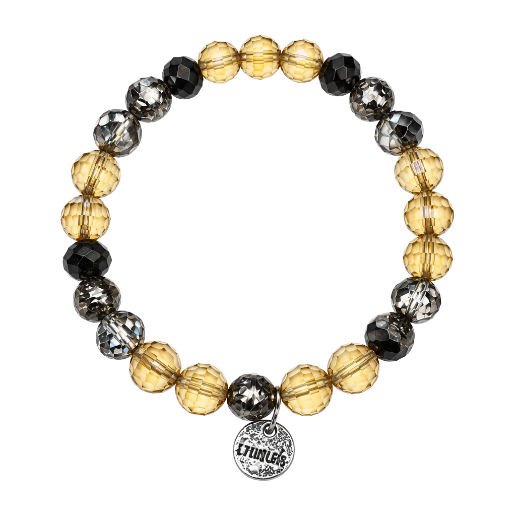 Erimish Beaded Stretch Bracelet Brown Gold 1