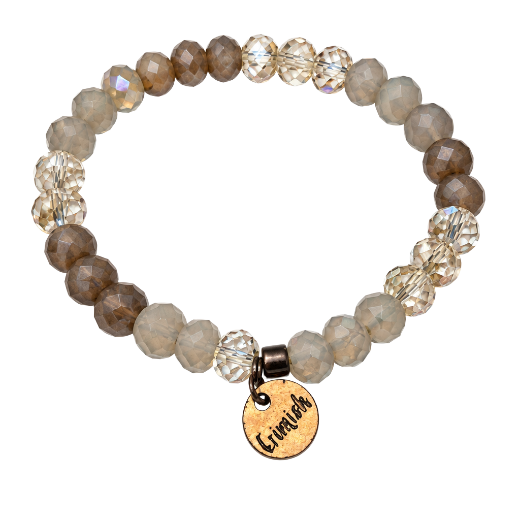 Erimish Beaded Stretch Bracelet Neutral Crystal 1