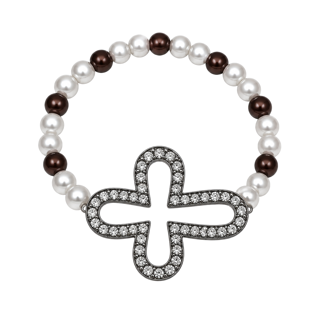 Rhinestone Cross Beaded Stretch Bracelet 1