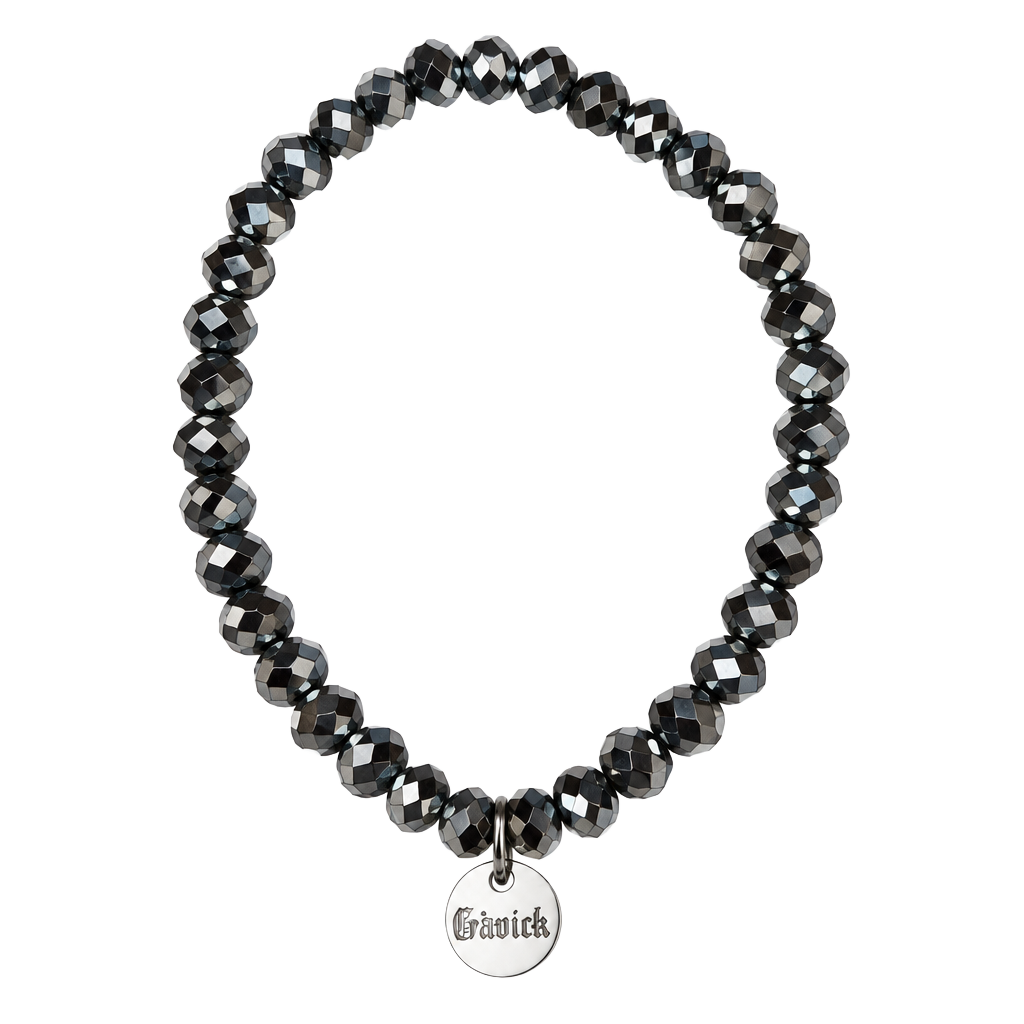 Erimish Gunmetal Faceted Beaded Stretch Bracelet 1