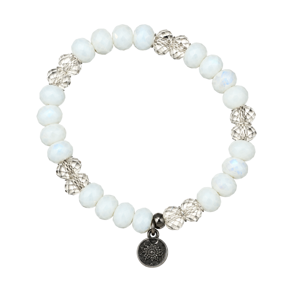 Limish Beaded Stretch Bracelet White Crystal 1