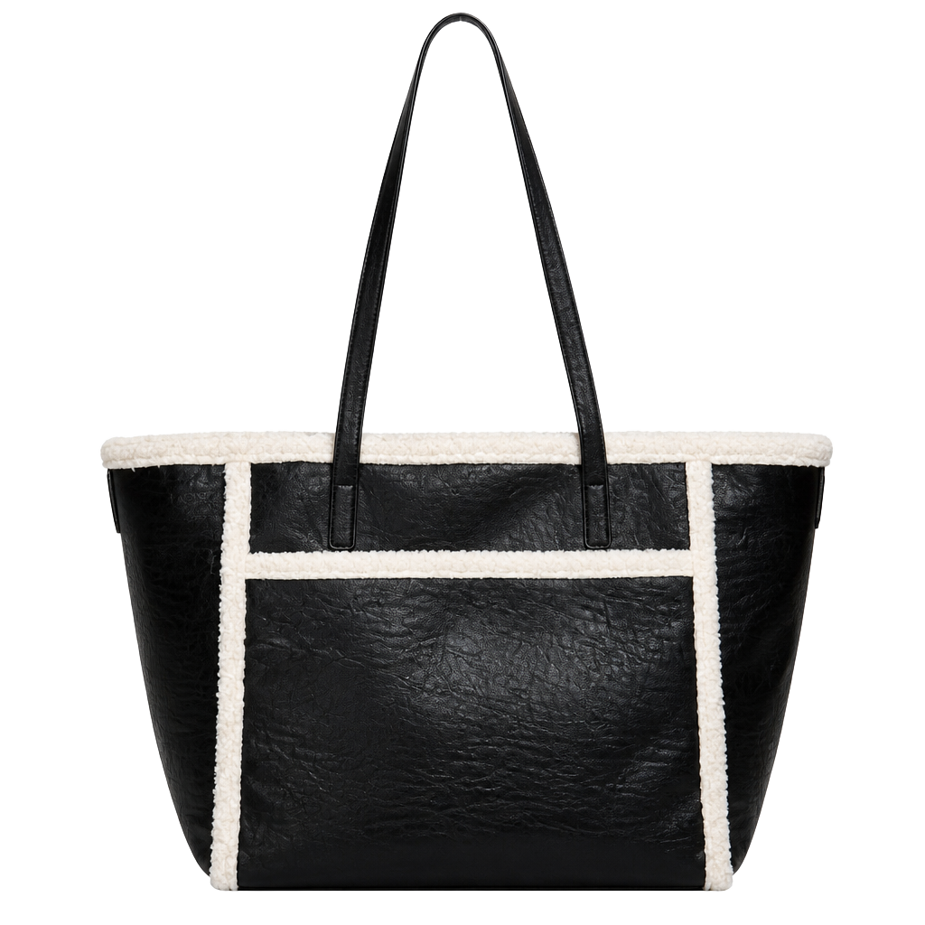 Jen & Co. Black and White Sherpa Tote Bag 1