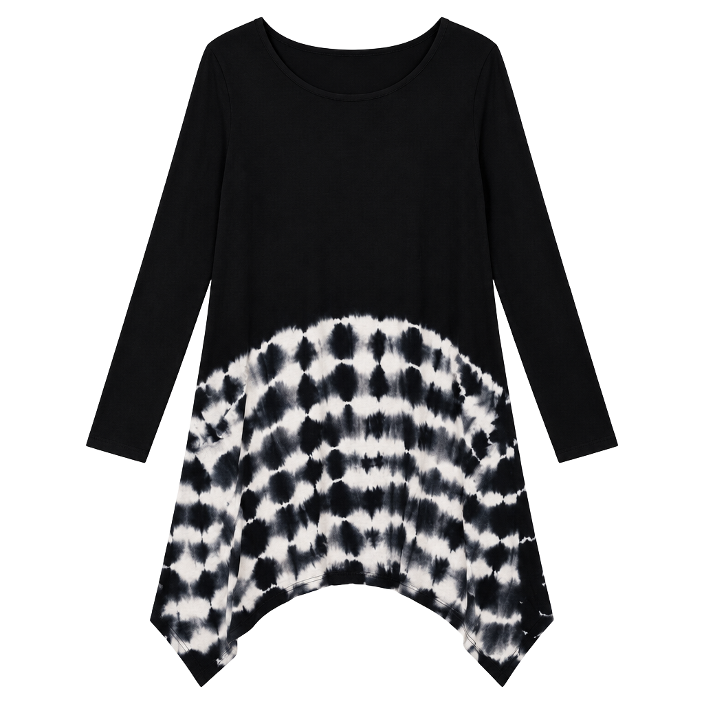 She + Sky Tunic Dress Size M Black Tie Dye 1