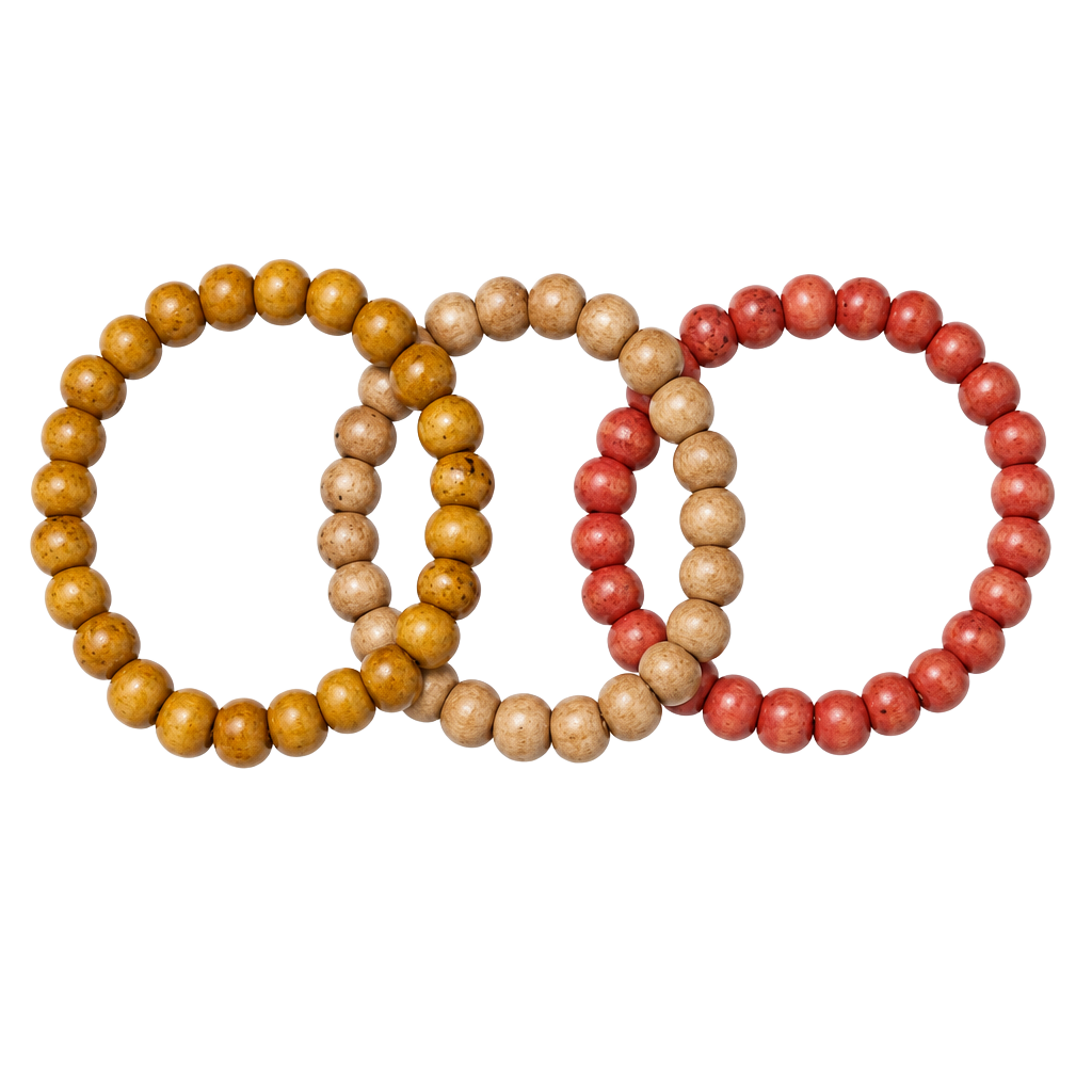 Wood Bead Stretch Bracelets Set of 3 1
