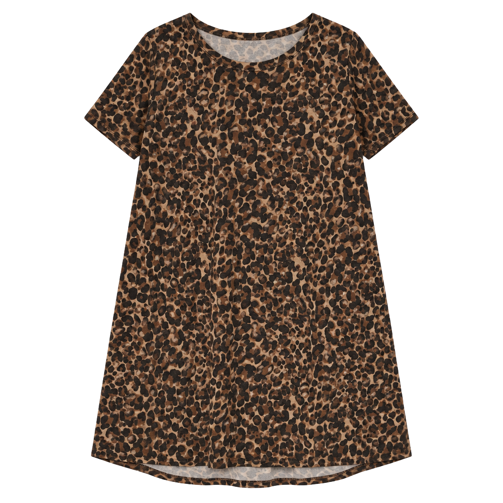Crepas Leopard Print Short Sleeve Dress 1