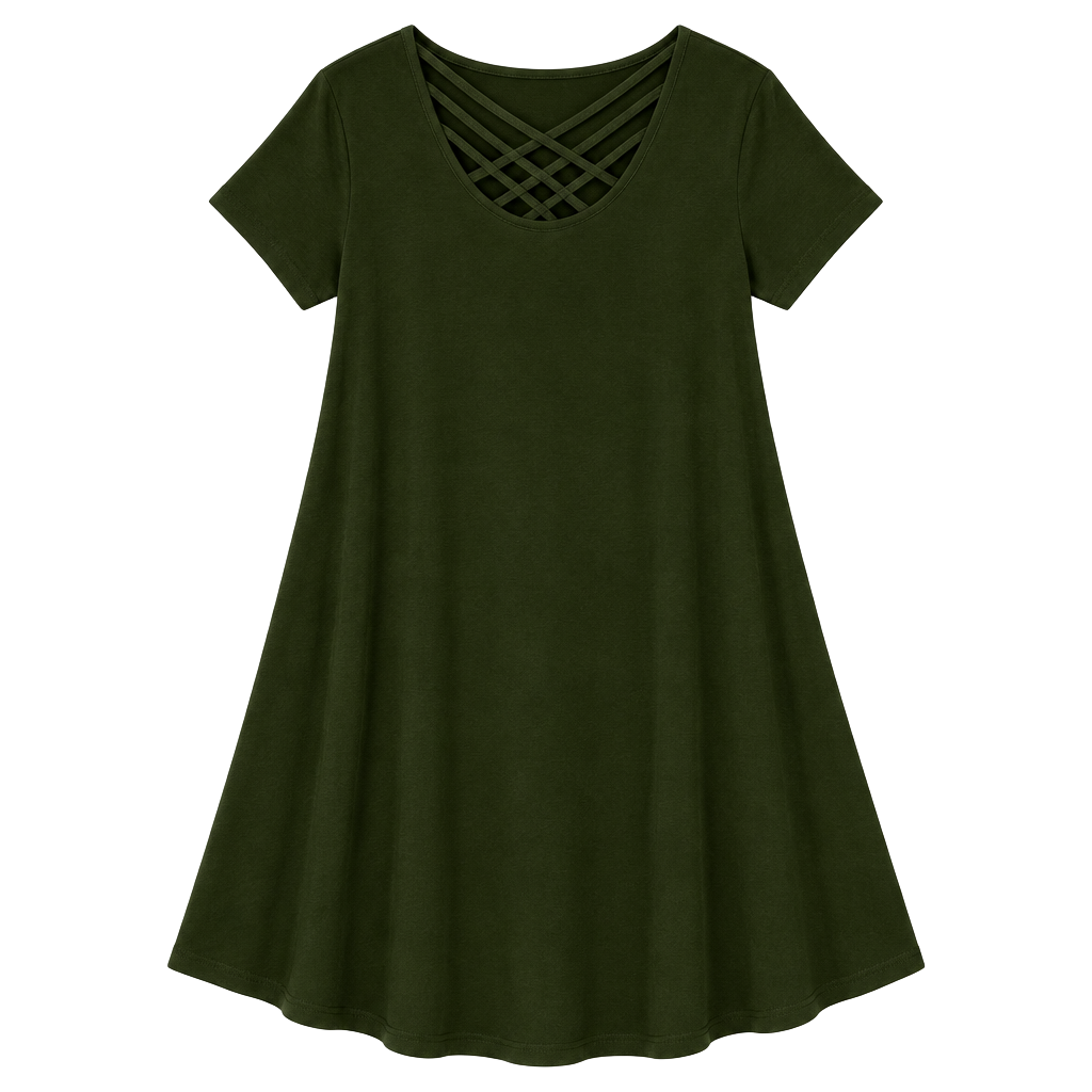 Zenana Premium Dress Size M Green Crisscross 1