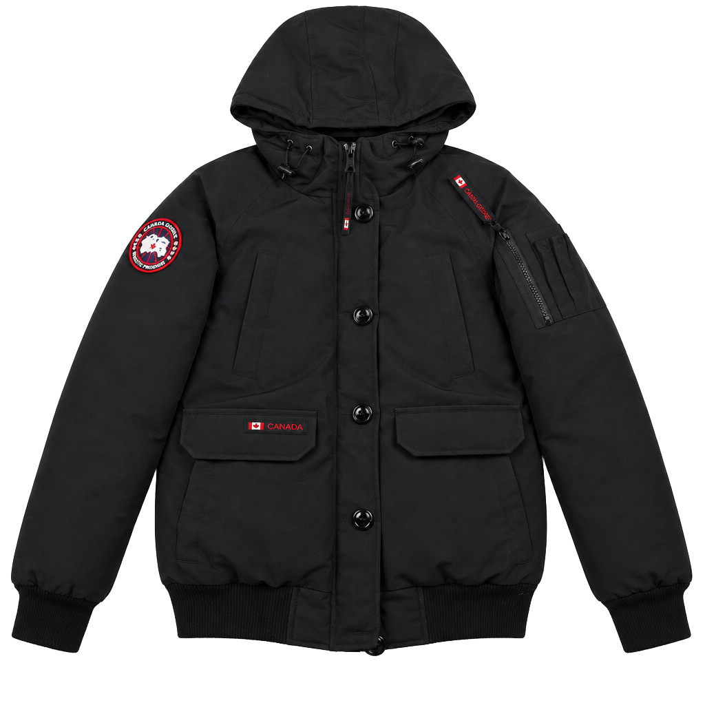 Canada Weather Gear Hooded Puffer Bomber Jacket Size L Black 1