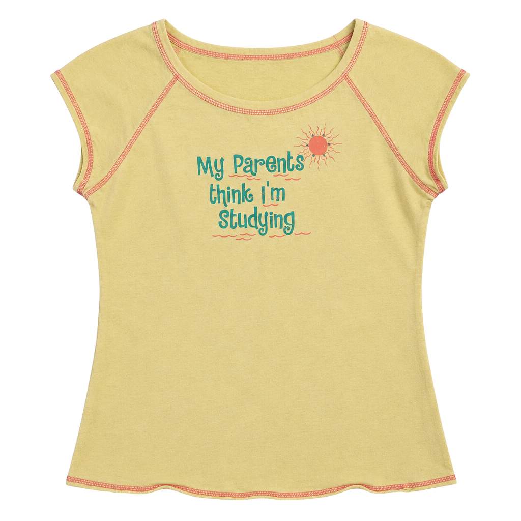 No Boundaries My Parents Think Im Studying T-Shirt Size XL 15/17 Yellow 1