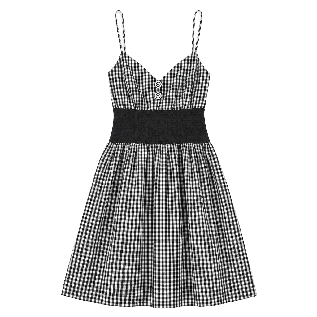 J.Crew Gingham Dress Black White Halter Bubble Dress 1