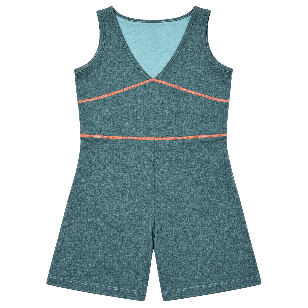 NWT Sundry Workout Romper Size 1 Heather Green Orange Stitching Active Jumpsuit 1
