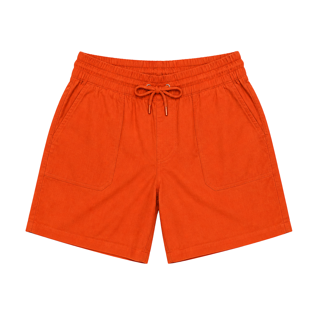Cheeryah Linen Blend Shorts Size L 5 Orange Casual Pockets 1