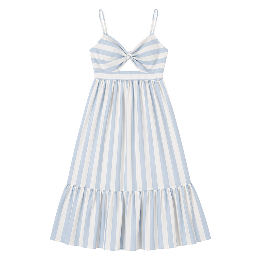 Woman’s LOFT Blue and White Striped Cutout Twist Front Maxi Dress NWT 1