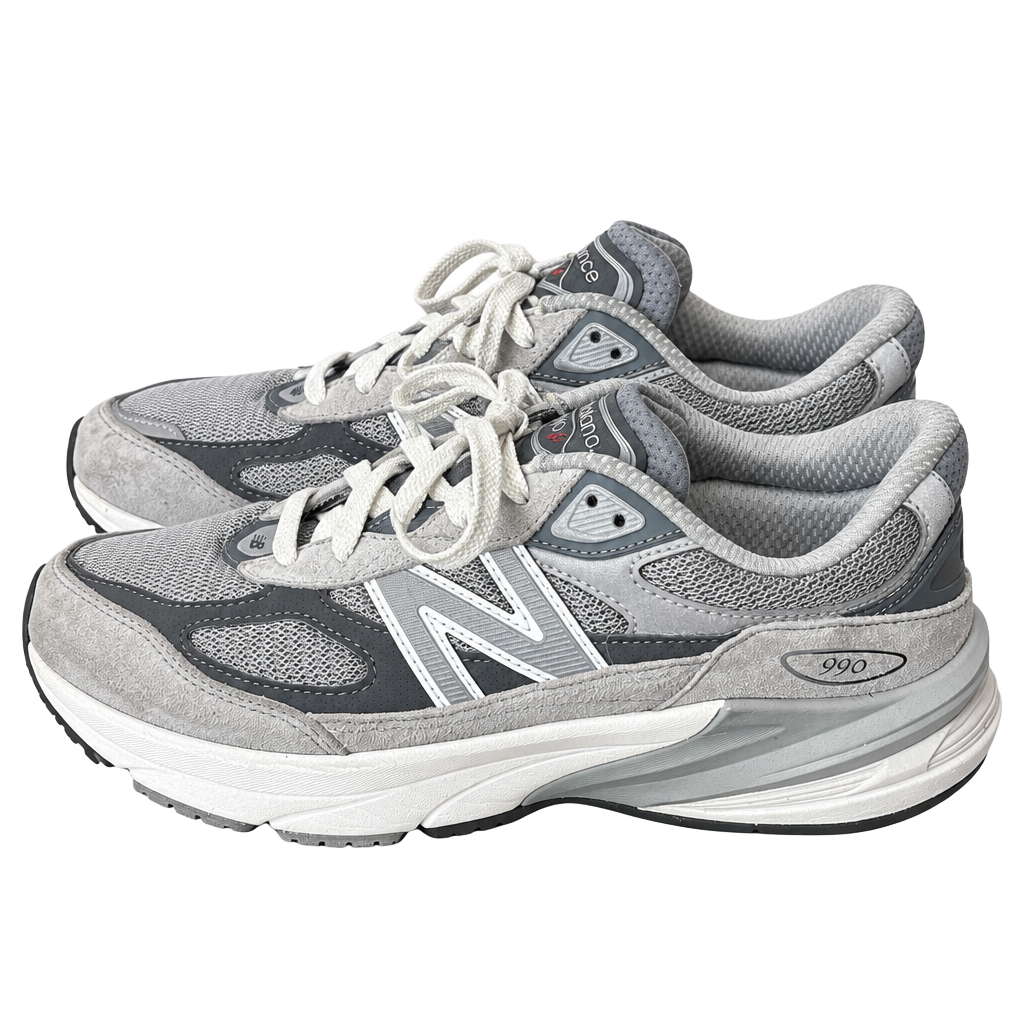 New Balance 990v6 Grey White Suede Sneakers 1