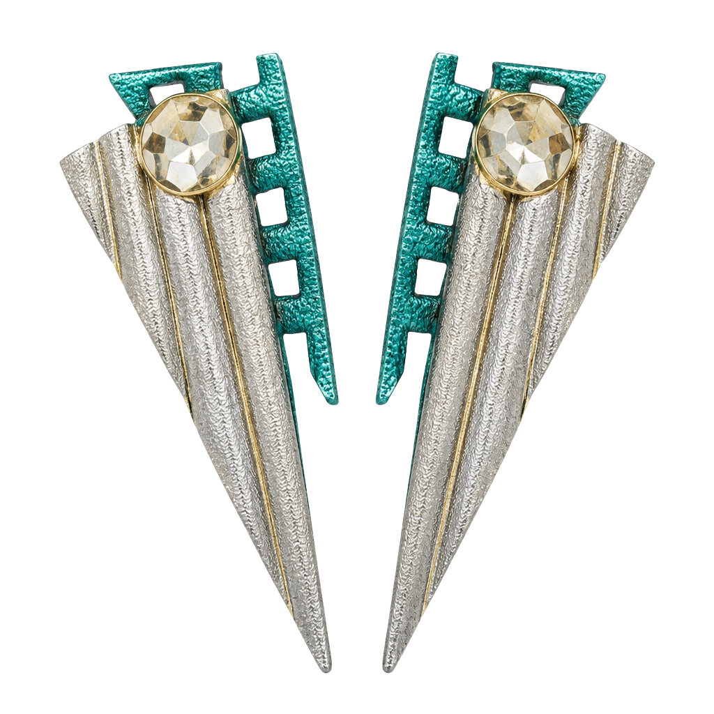 Comet Vintage Art Deco Style Geometric Triangle Post Earrings 1