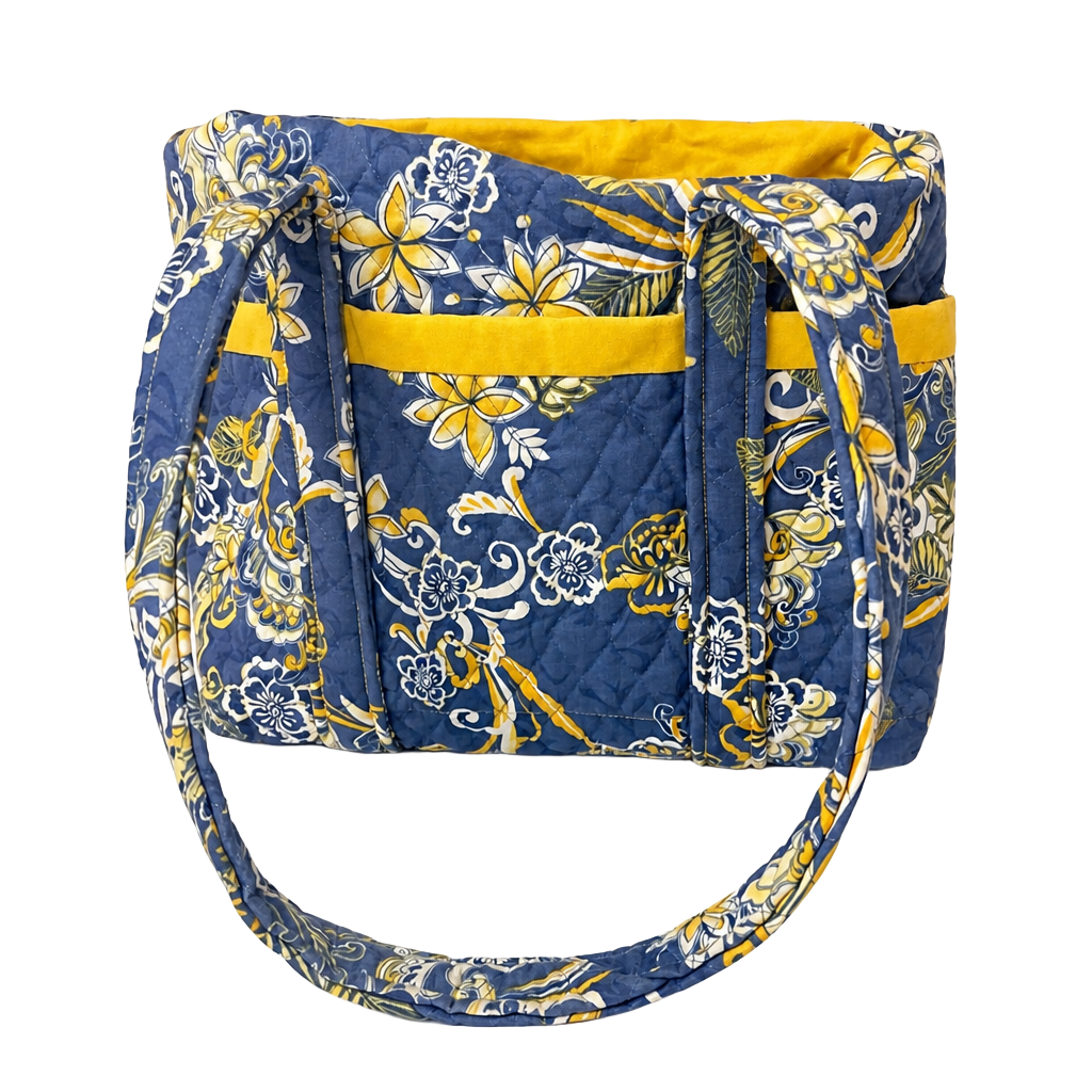 Vera Bradley Ellie Blue Retired Floral Quilted Shoulder Bag Tote 1