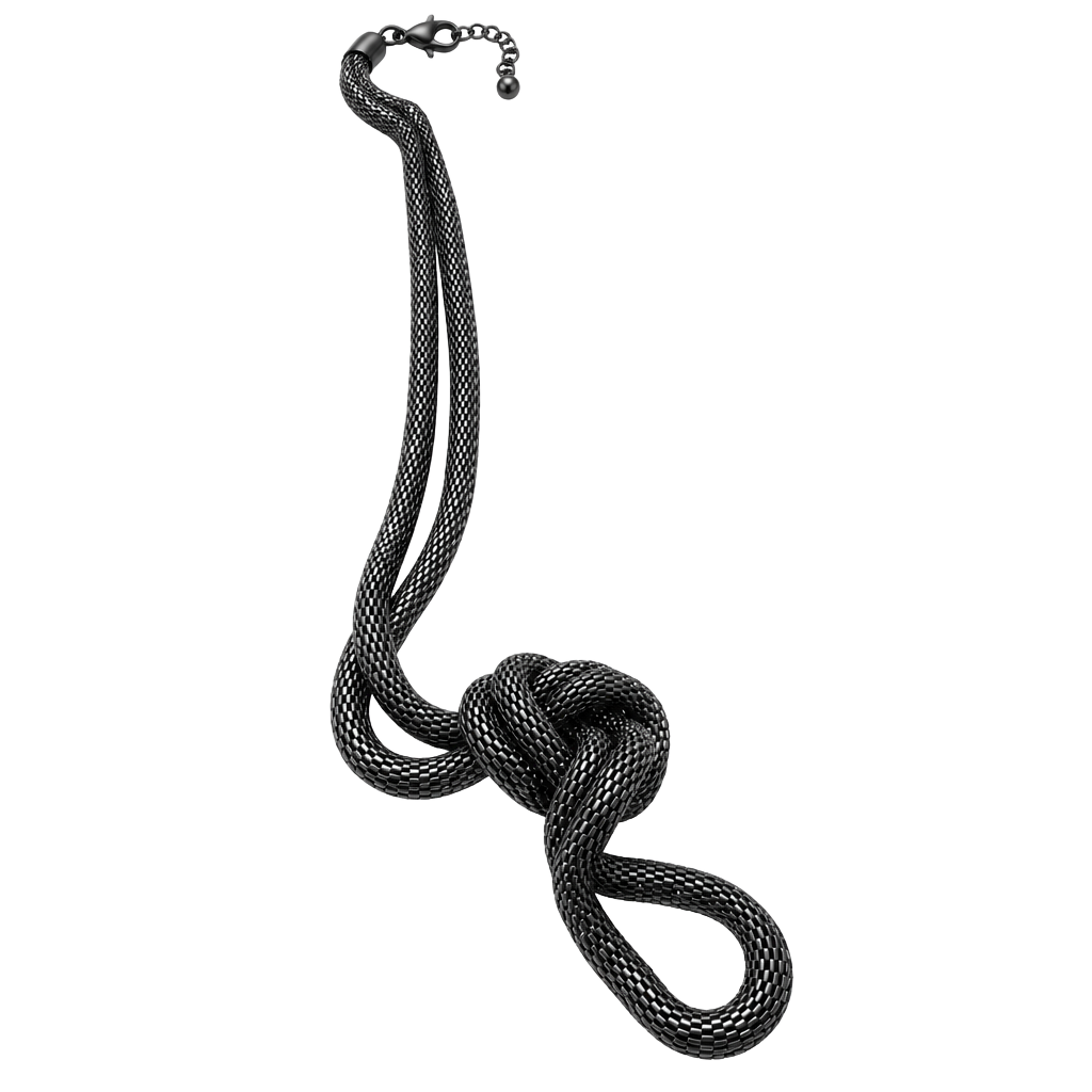 Unbranded Gunmetal Mesh Knot Lariat Necklace Black Statement Jewelry 1