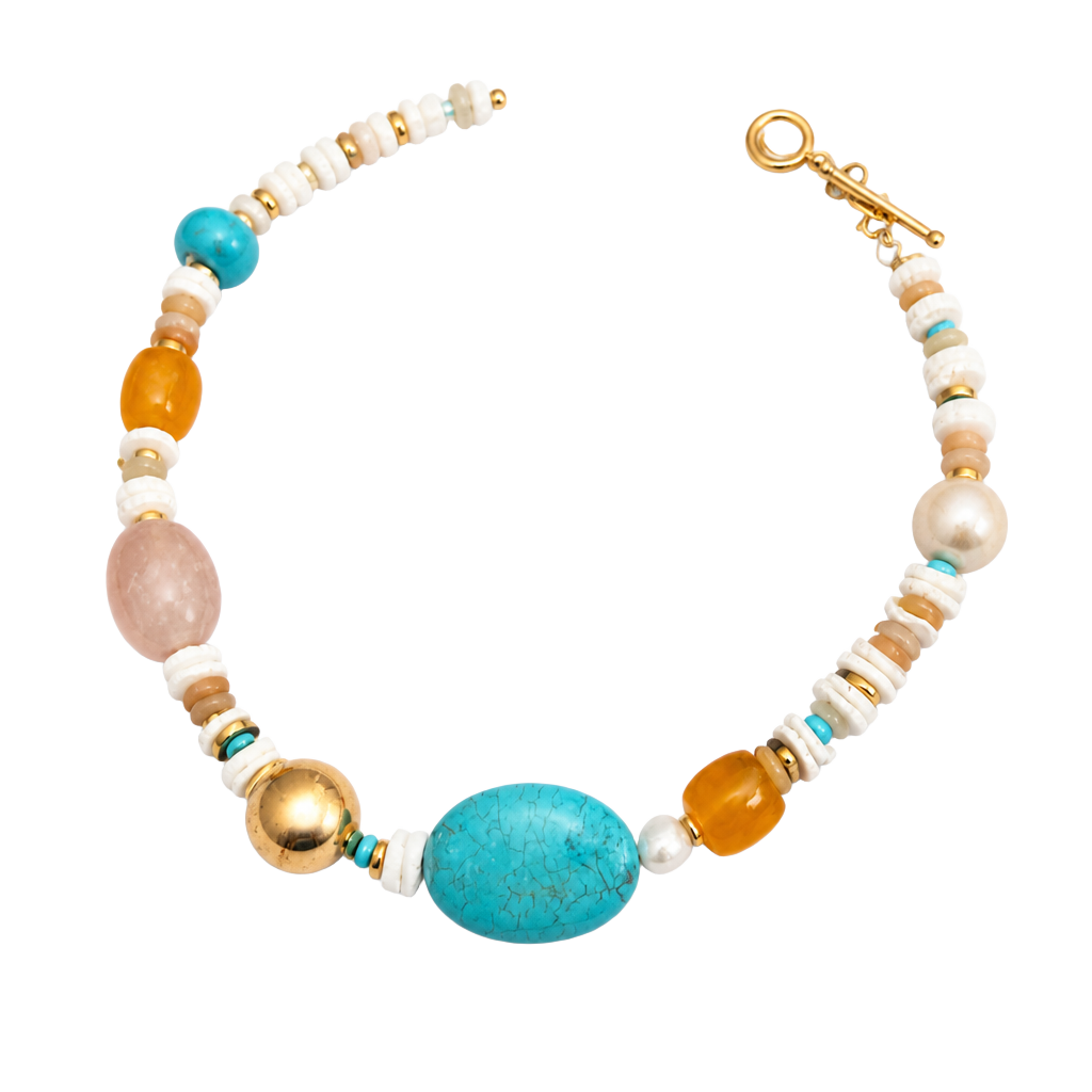 Mayamar Bold Stone Beaded Mixed Gemstone Necklace 1