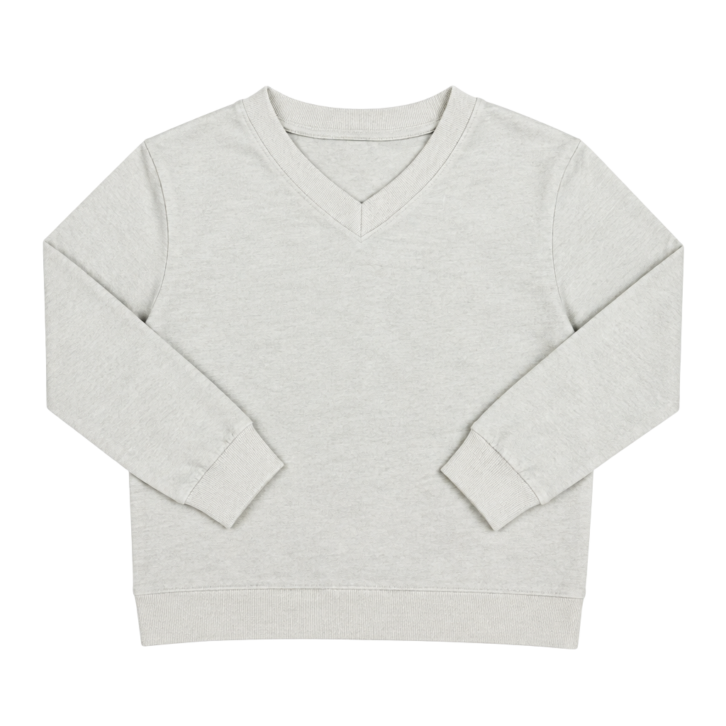 Unbranded V-Neck Long Sleeve Sweatshirt White 1