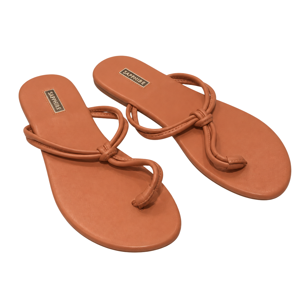 Primark Flat Sandals Size 9 Coral Thong Toe Ring Slip-On 1