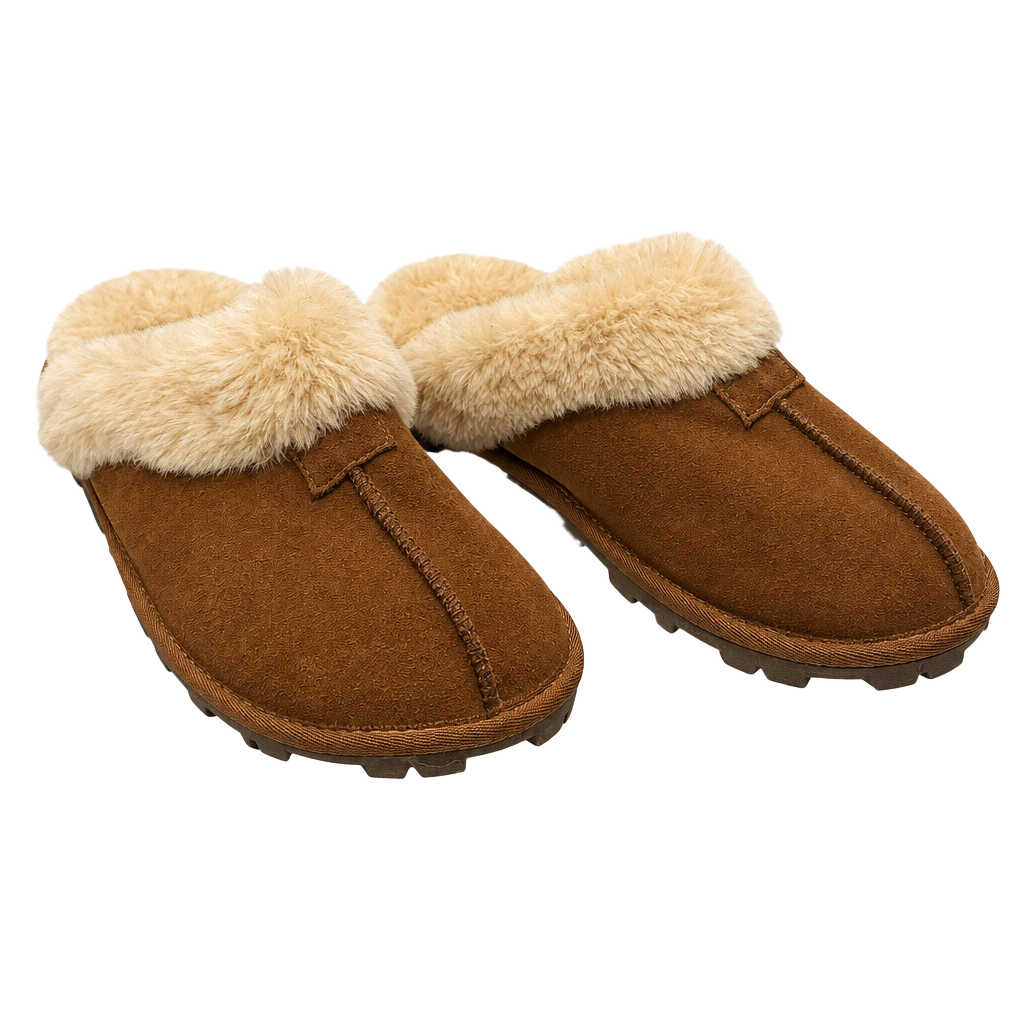 Secret Treasures Suede Clog Slipper Brown Fur Lined Size 7-8 1