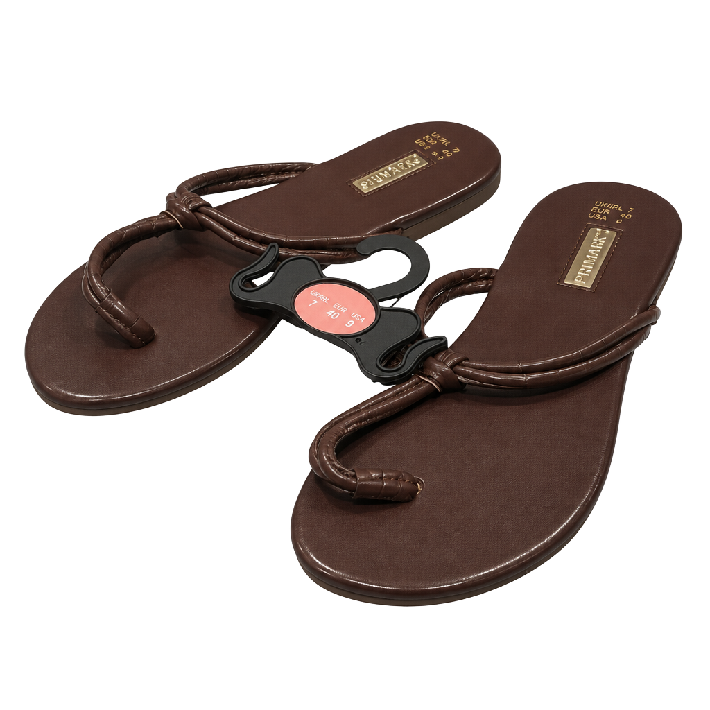 Primark Flat Sandals Size 9 Brown Thong Toe Ring Slide Shoes New 1