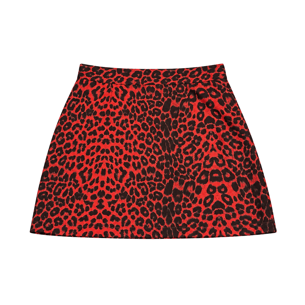 Bershka Red Animal Print Mini Skirt Size Small 1