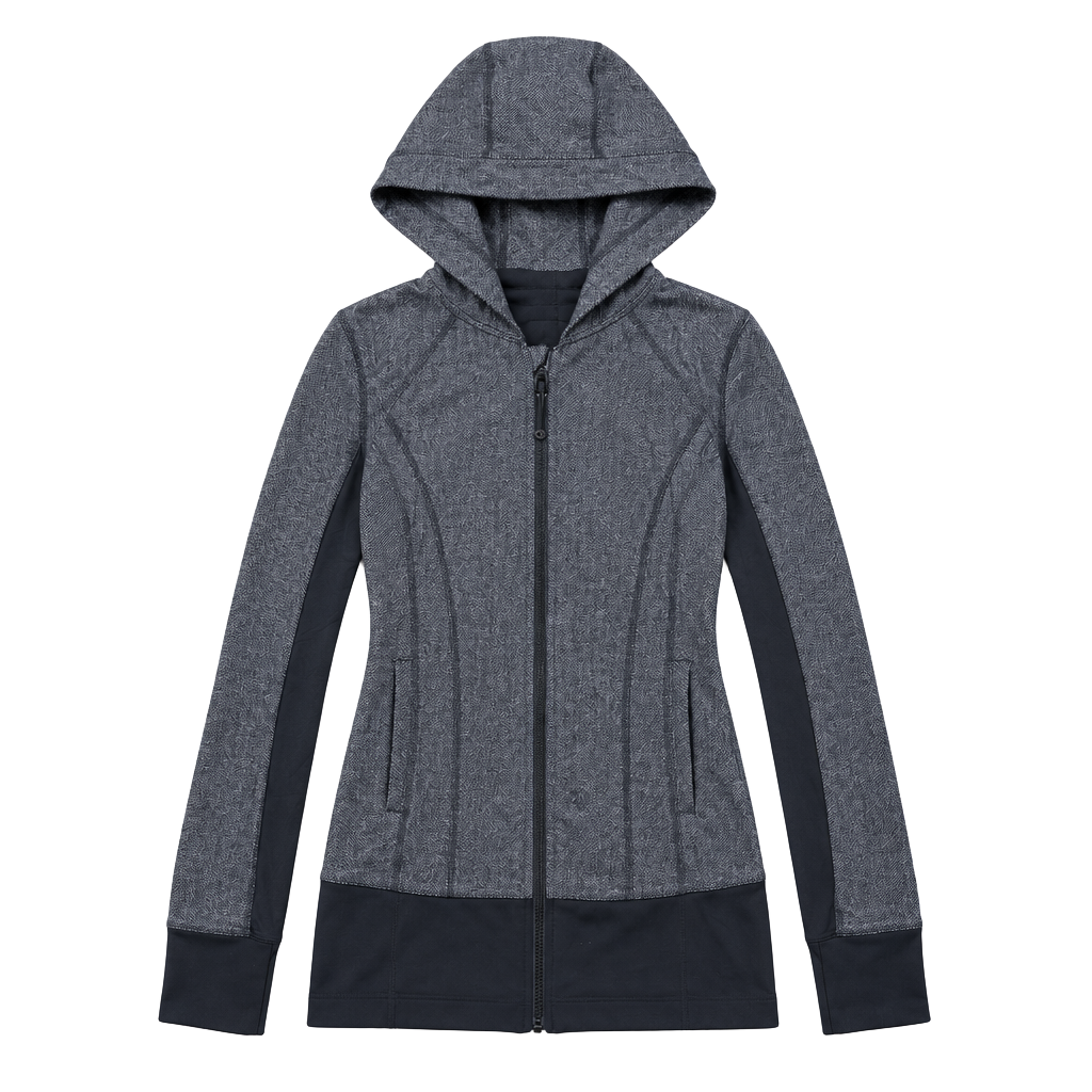 Lululemon Daily Practice Jacket Full Zip Hoodie Gray Herringbone scuba 1