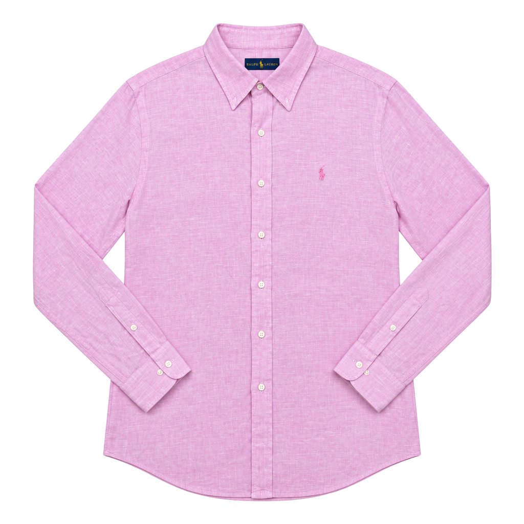 Ralph Lauren Linen Button-Down Shirt Size XL Pink Long Sleeve 1