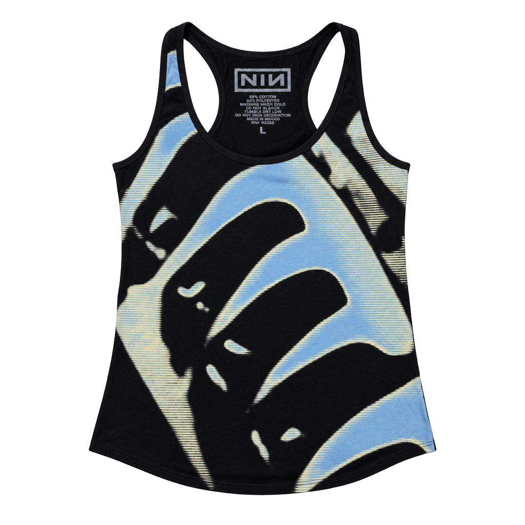Nine Inch Nails NIN Tank Top Size L Black Graphic Racerback 1