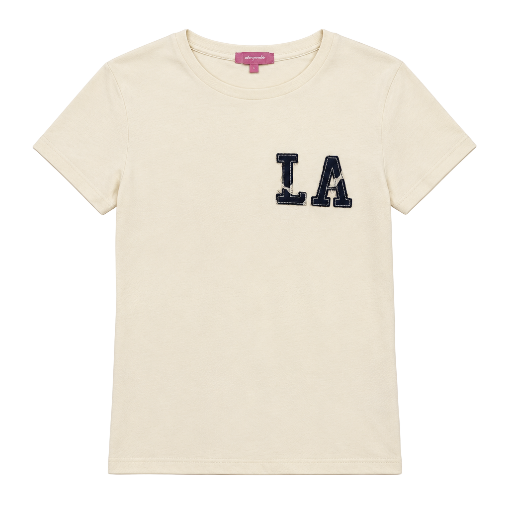 Edikted Cali Babe T-Shirt Cream LA Patch 1