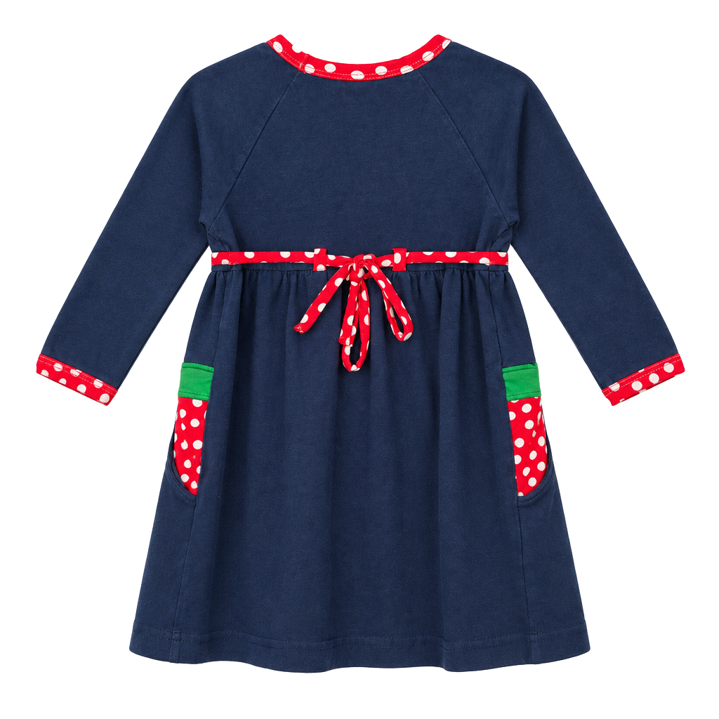 Florence Eiseman Dress Size 3T Blue Red White Polka Dot Strawberry pockets 1