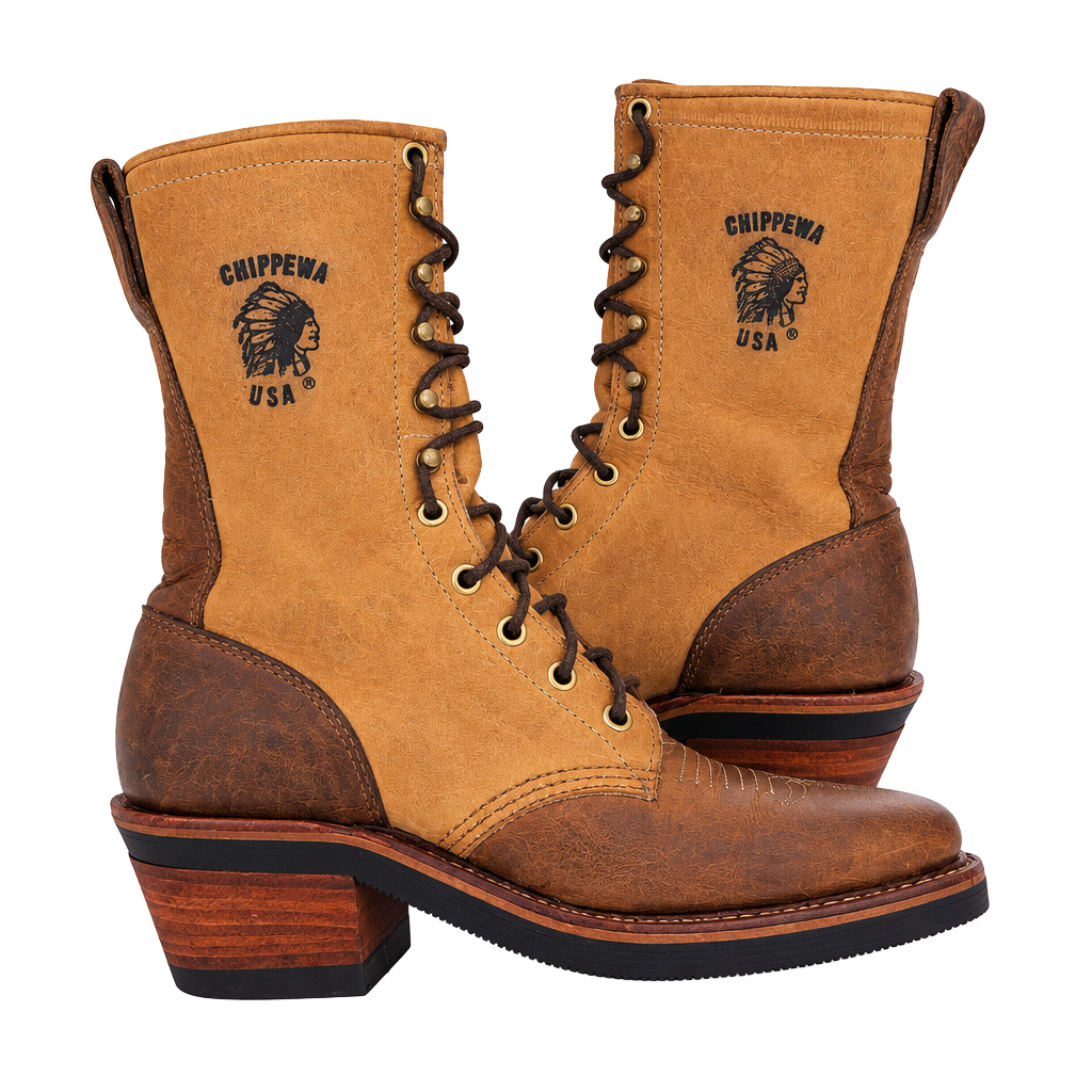 Chippewa 29405 Packer Logger Boots Two-Tone Tan Leather size 5.5 1