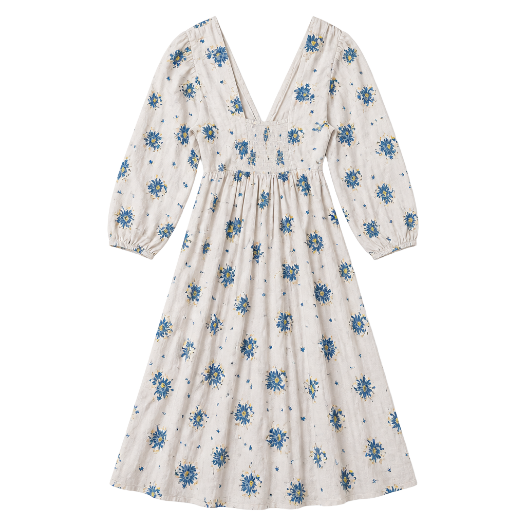 Free People Sea Glass Midi Dress Women's Blue Combo Floral maxi s-0 1