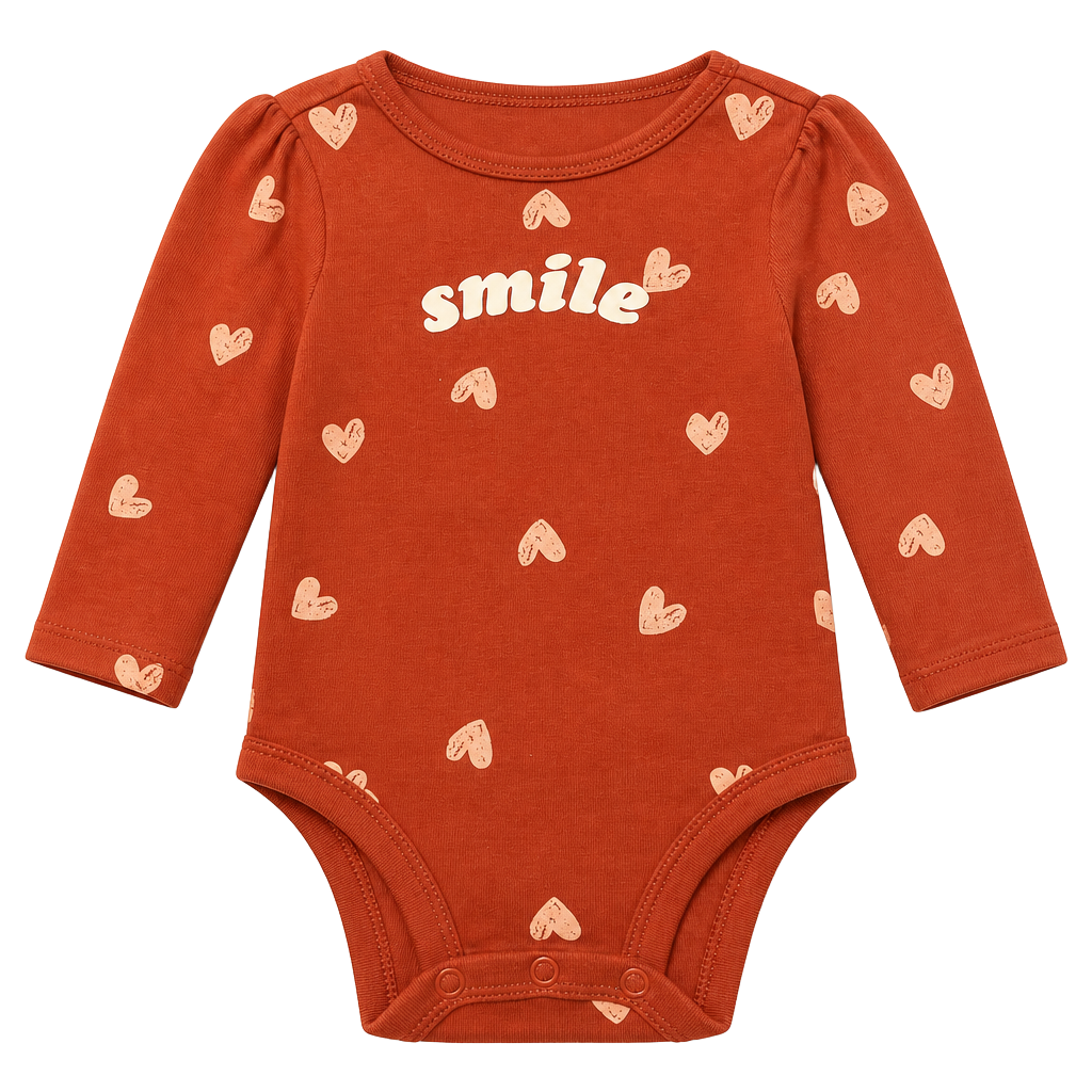 Carter's Smile Heart Print Long Sleeve Bodysuit Size 9m 1