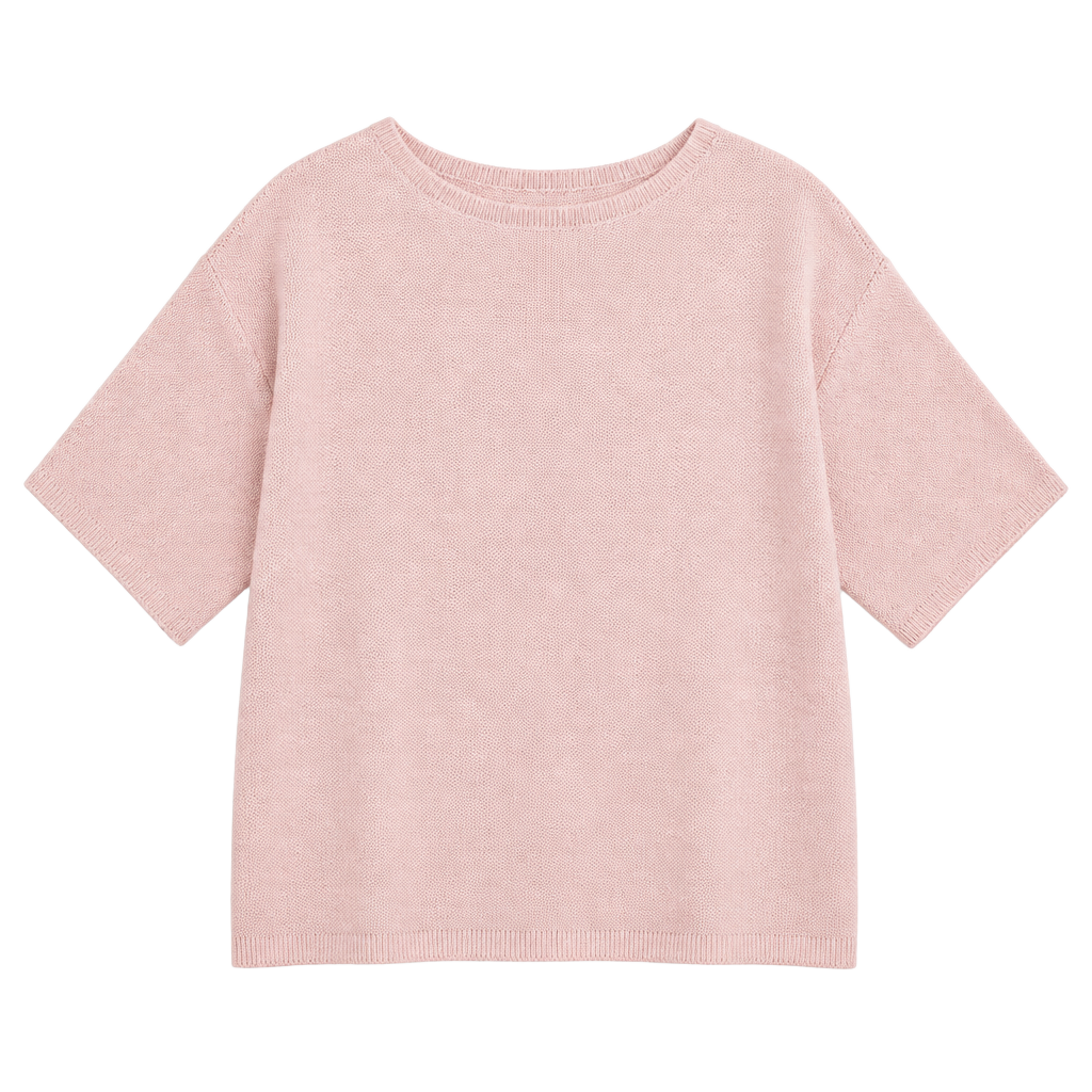 Quince Knit Sweater Size L Pink Short Sleeve Dolman 1