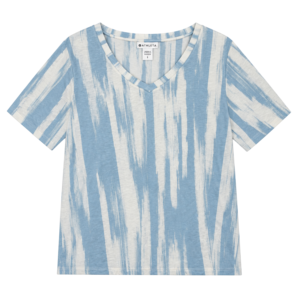 Athleta Nighttime Bliss Tee Size L Blue White Tie Dye 1