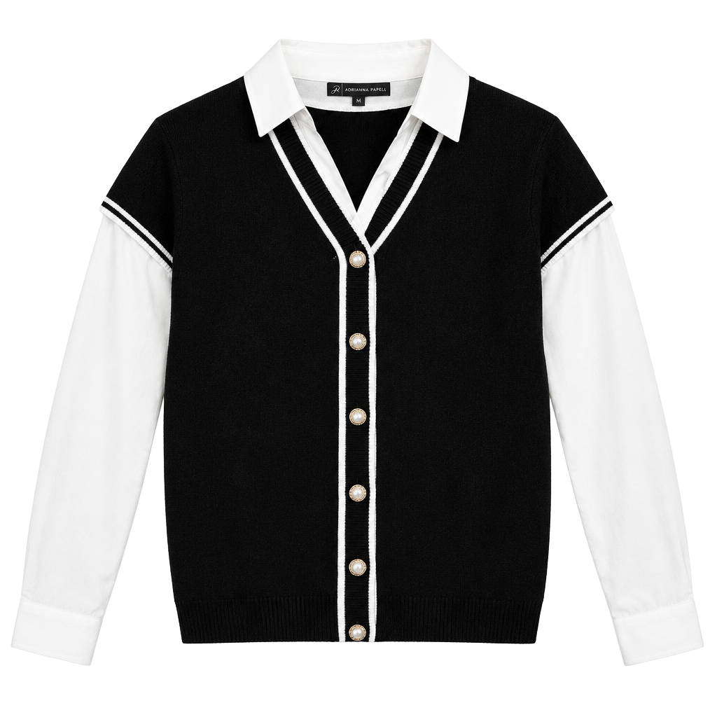 Adrianna Papell Twofer Sweater Size L 1