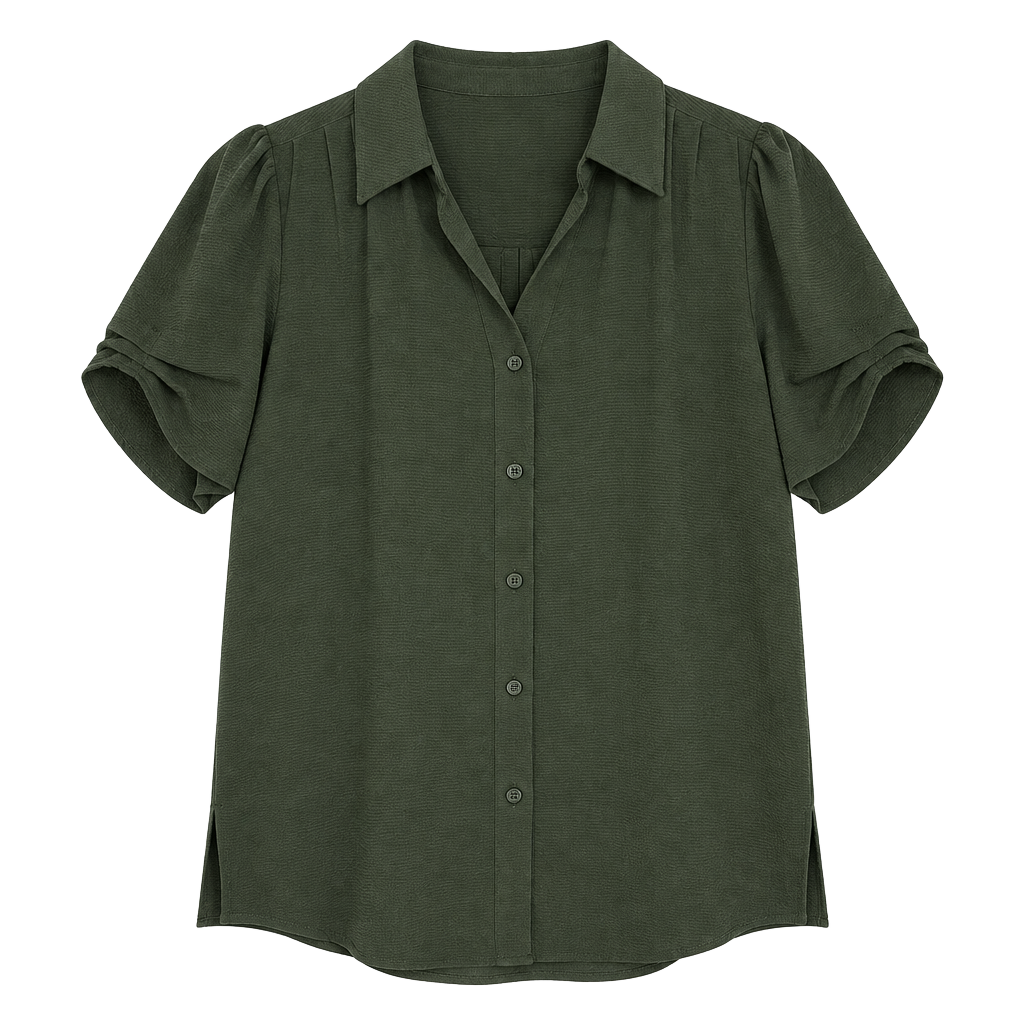 Adrianna Papell Button Down Green Blouse Size S 1
