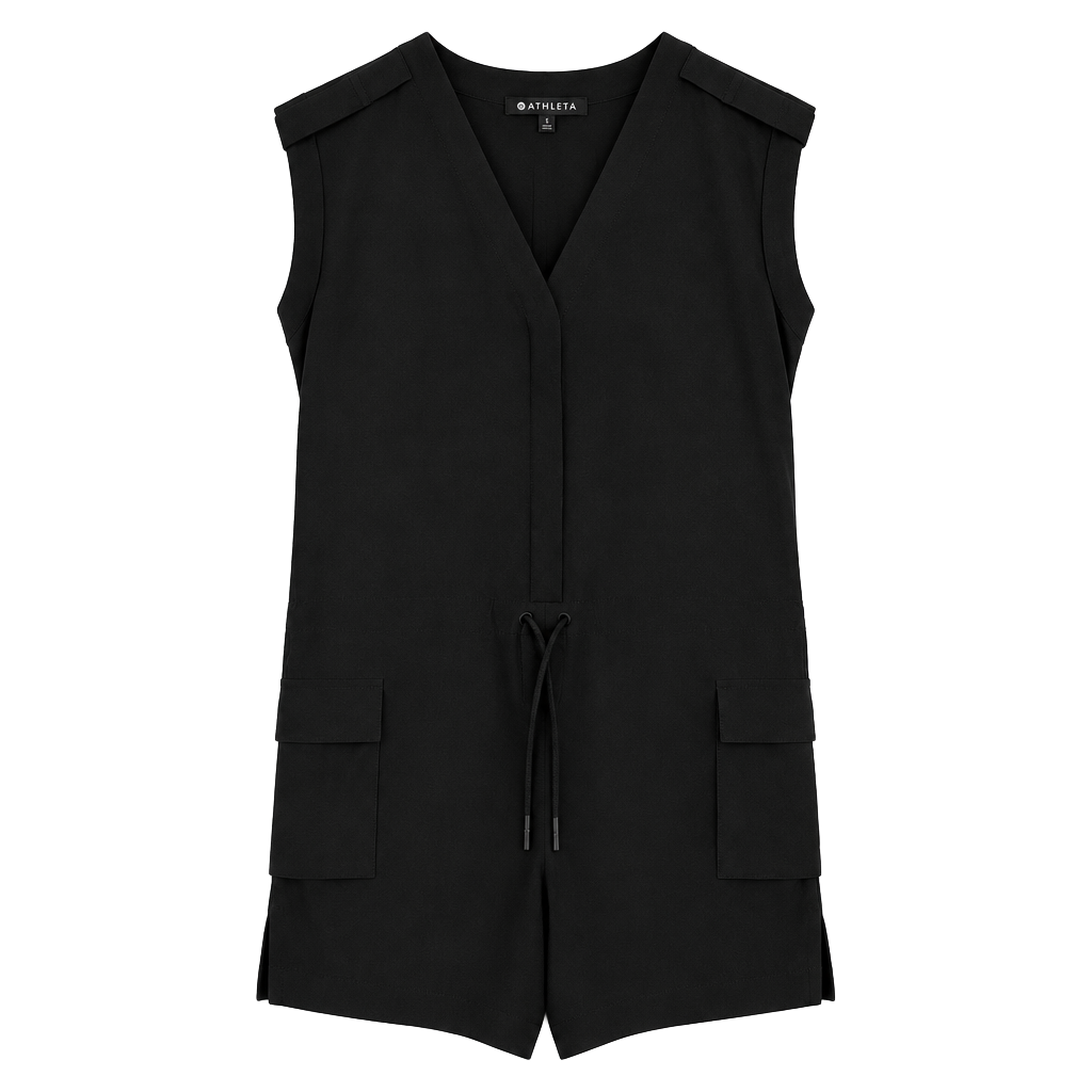 Athleta Romper Size 2 Black V-Neck 1