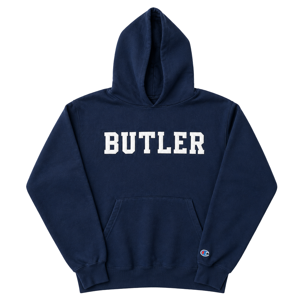 Vintage Champion Butler University Hoodie Navy Blue Size Large 1