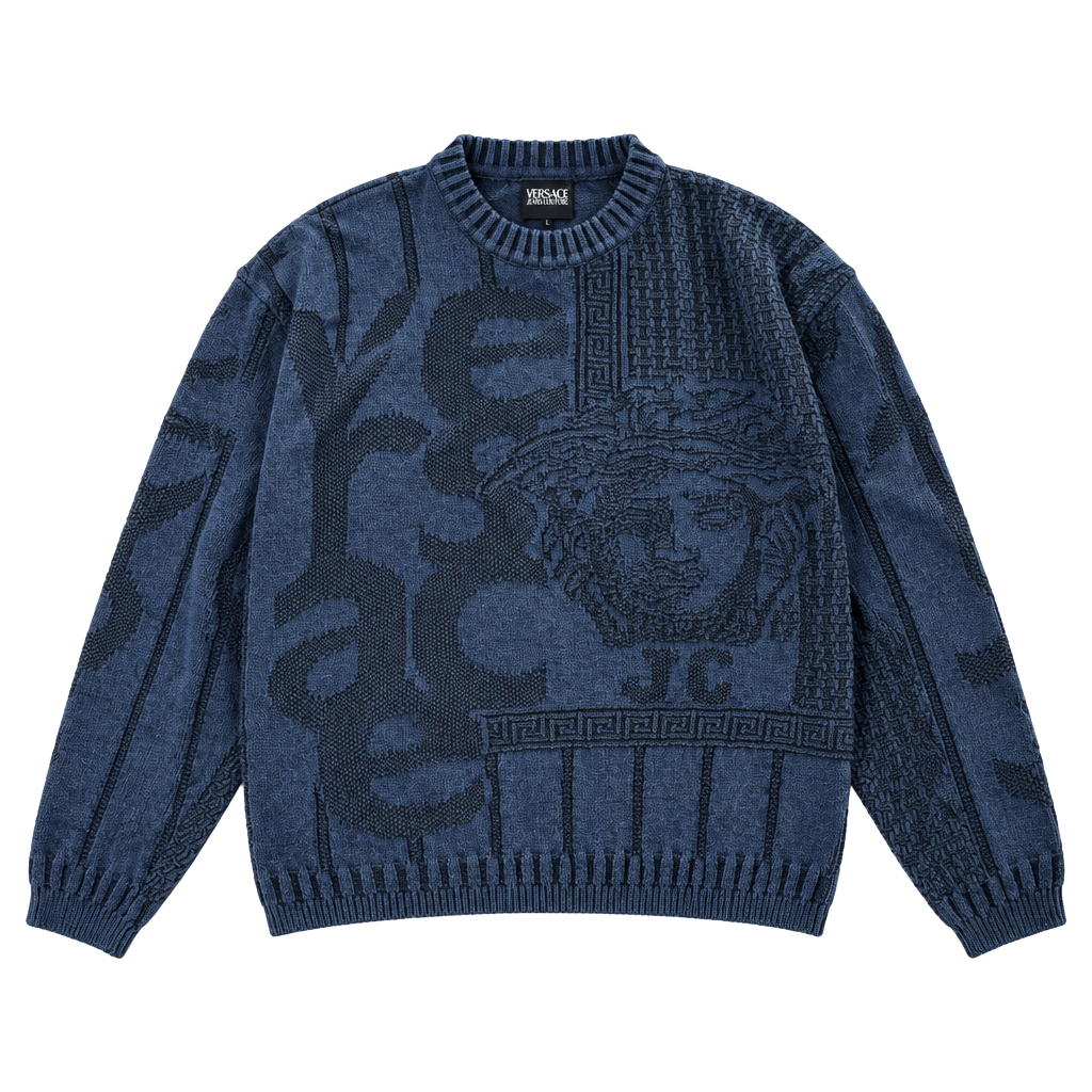 Versace Jeans Couture Medusa Knit Sweater Blue 1