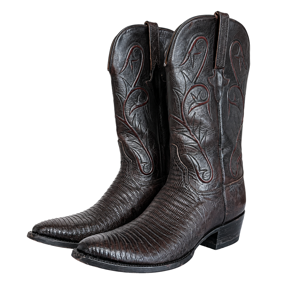 Lucchese Cowboy Boots Black Cherry Lizard 1
