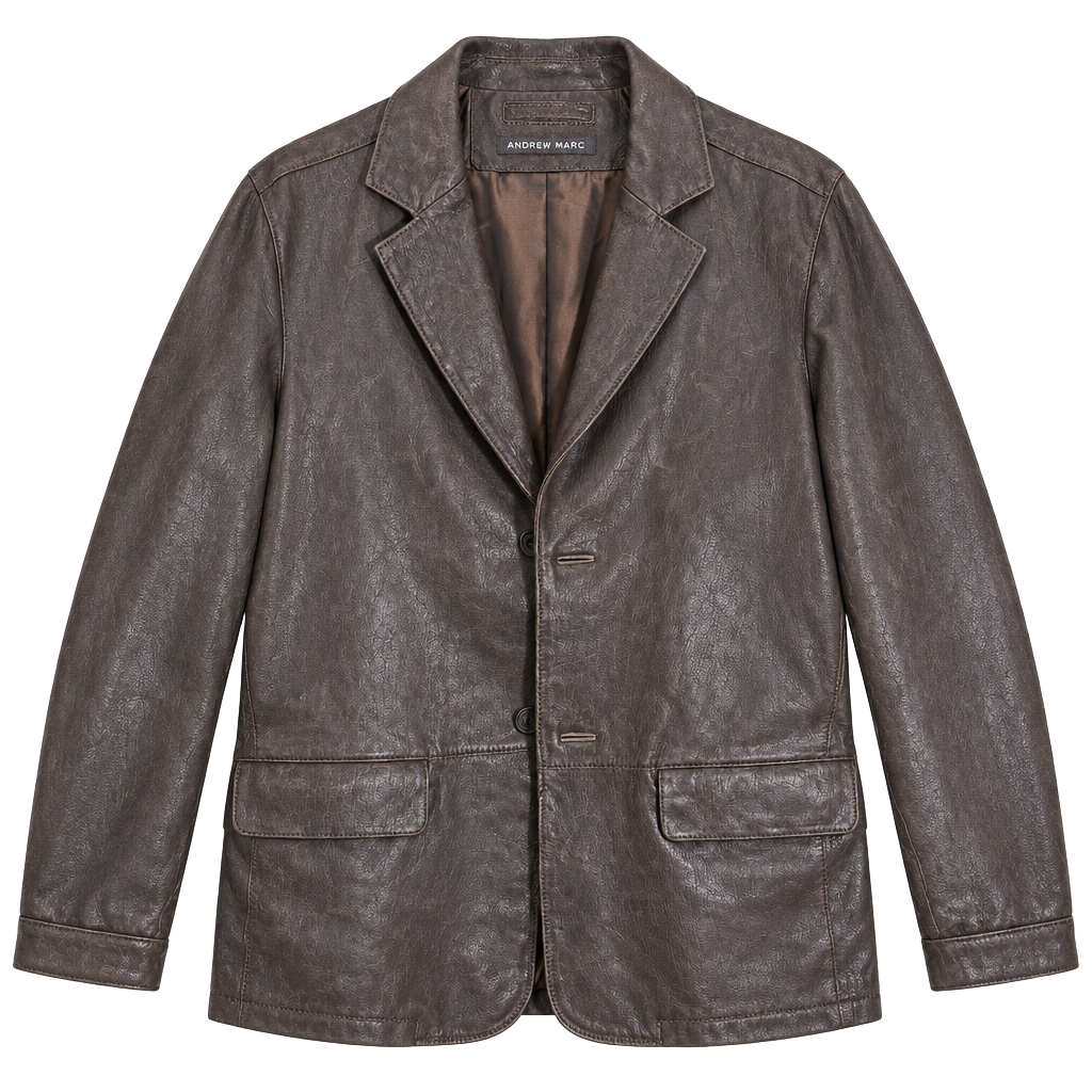 Andrew Marc Leather Blazer Jacket Brown 1