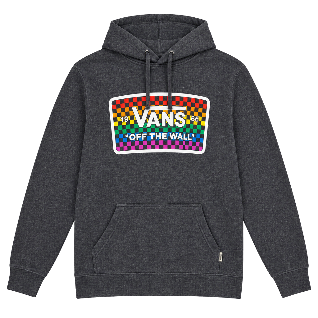 Vans Rainbow Checkerboard Hoodie Size L Dark Gray Off The Wall 1