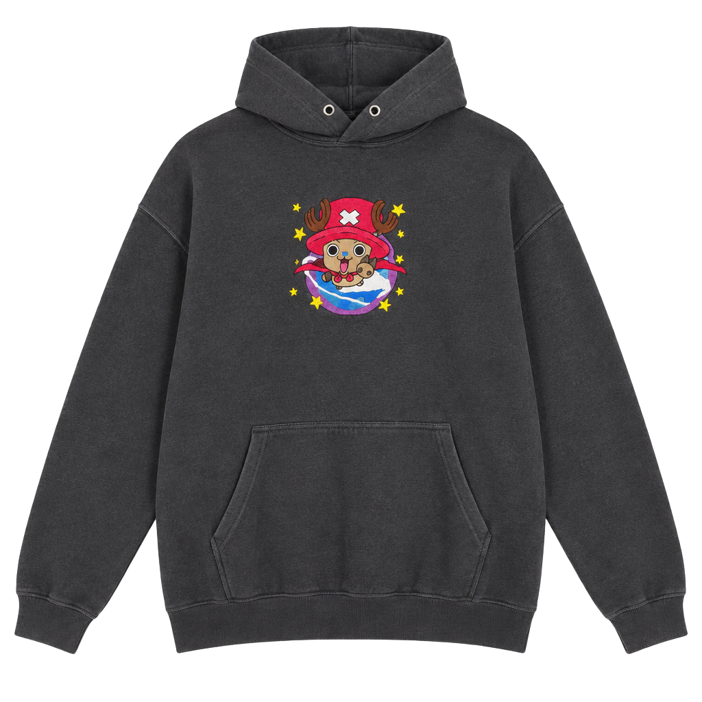 HTS One Piece Tony Tony Chopper Embroidered Hoodie Size L Black 1