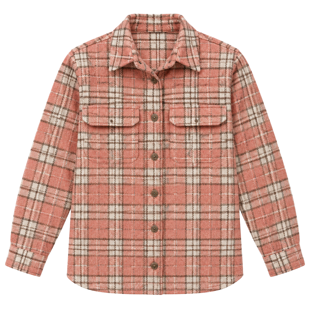Zyia Active Ashley Creek Flannel Shirt Size S Pink Plaid Shacket 1