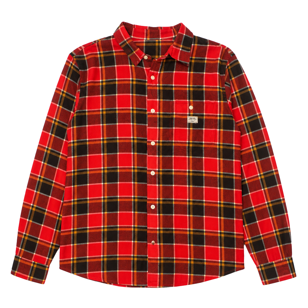 Denim & Supply Ralph Lauren Men's L Red Plaid Long Sleeve Flannel Work Shirt 1