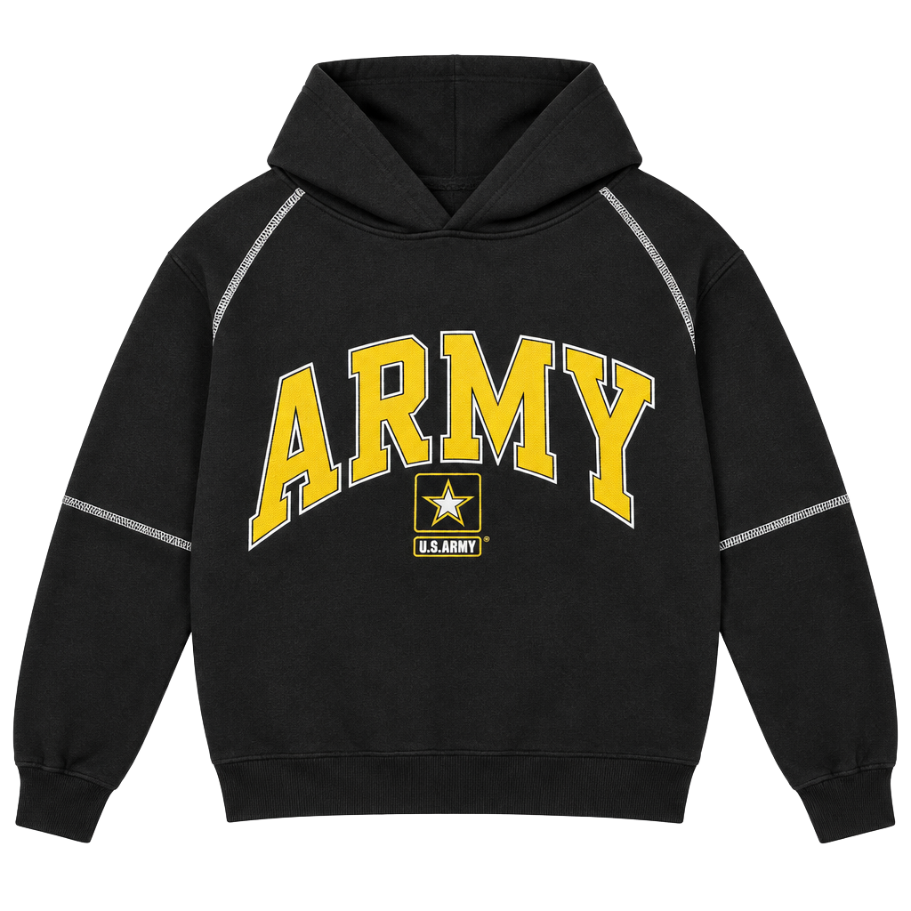 US Army Black Yellow Graphic Hoodie Sweatshirt 1