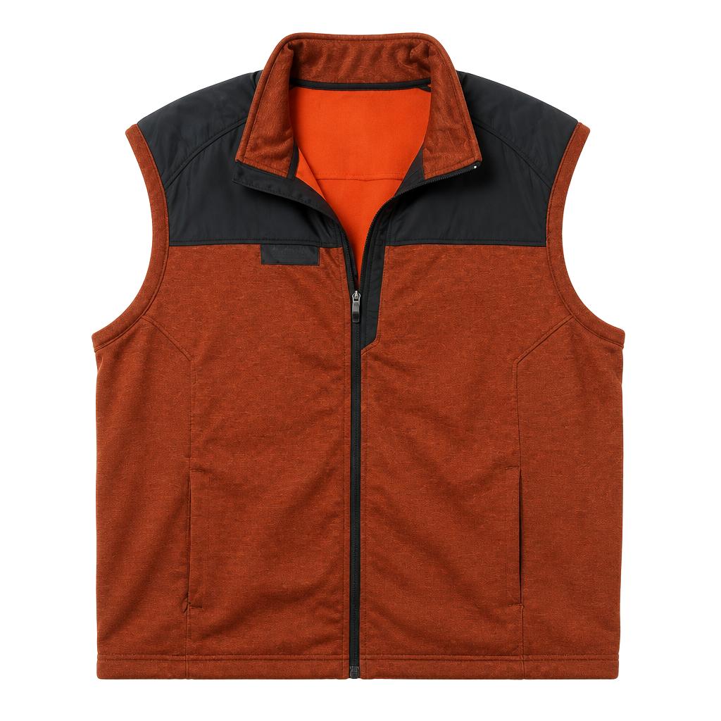 Alaskan Hardgear AKHG Men’s 3XL Fleece Vest Orange Black Full Zip Anti-Snag 1