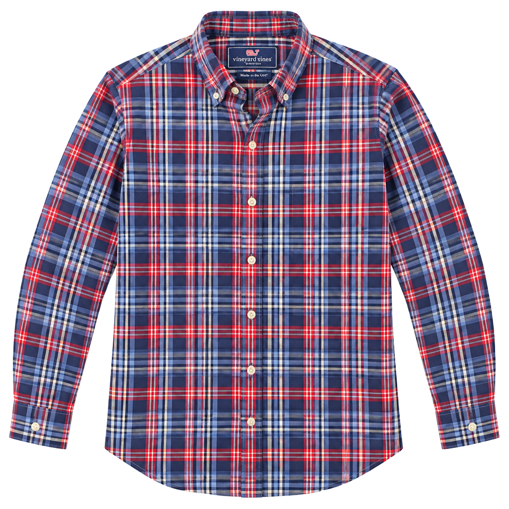 Vineyard Vines Slim Fit Murray Shirt Size XS Blue Plaid Button Down 1